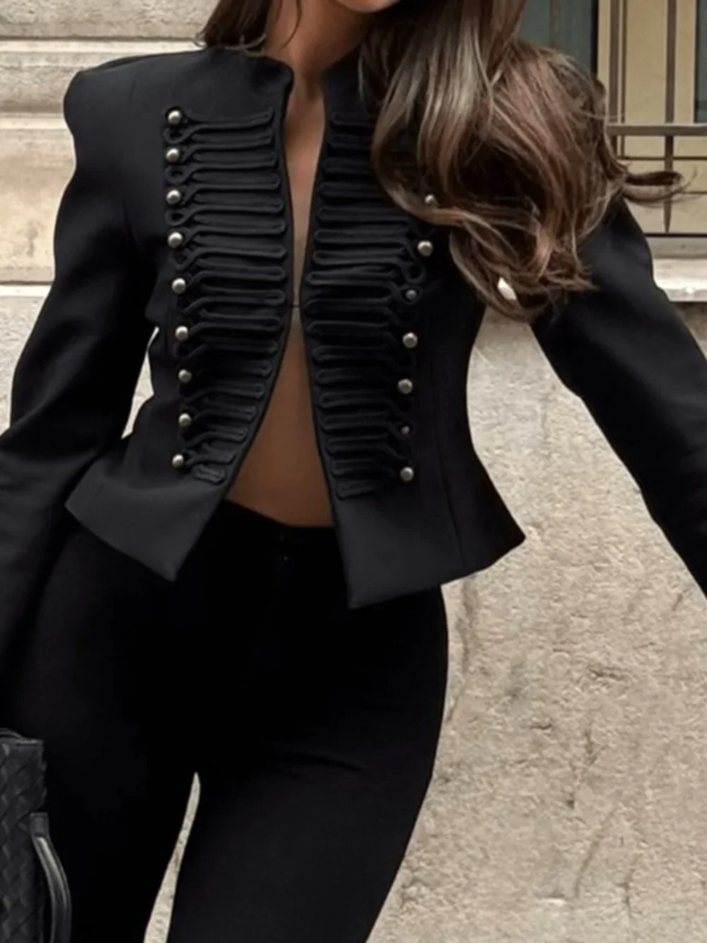 Black Casual Women's Fitted Office Jacket